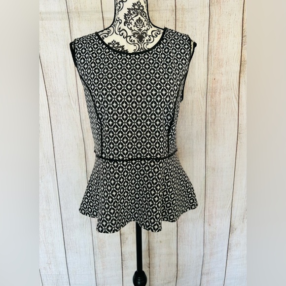 Apt 9 Women’s Ogee Gogeo Print Crew Neck Sleeveless Knit Peplum Top Size L - Picture 2 of 8